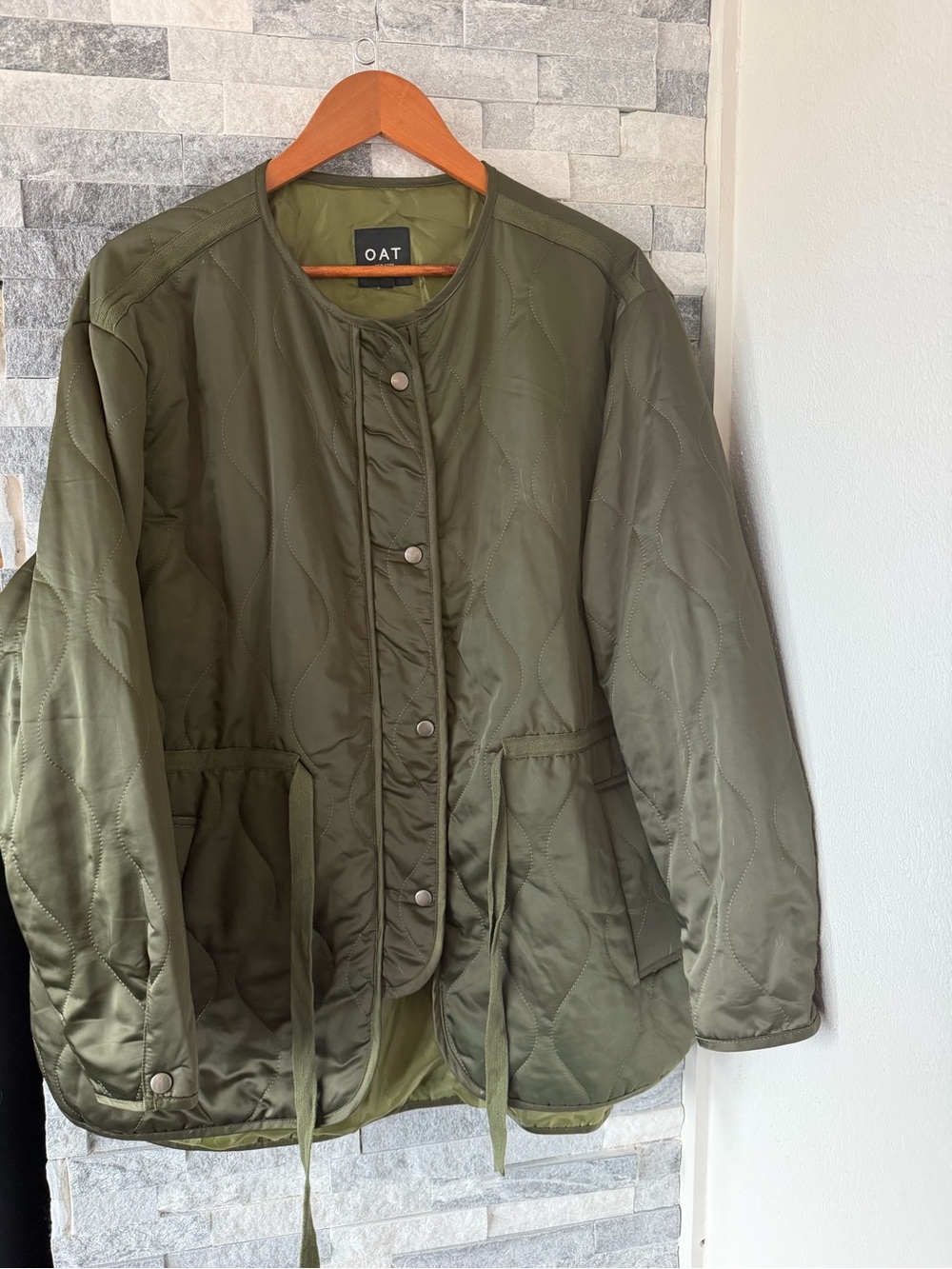 Women OAT NEW YORK Olive Green Quilted Jacket-Sz XL